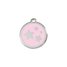 Red Dingo Rozsdamentes csillag mintás acél biléta rózsaszín nyakörv, póráz, hám kutyáknak