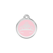 Red Dingo Rozsdamentes korona mintás acél biléta rózsaszín nyakörv, póráz, hám kutyáknak