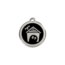 Red Dingo Rozsdamentes kutyaház mintás acél biléta fekete nyakörv, póráz, hám kutyáknak