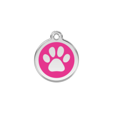 Red Dingo Rozsdamentes mancs mintás acél biléta hot pink nyakörv, póráz, hám kutyáknak