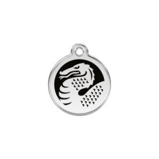 Red Dingo Rozsdamentes sárkány mintás acél biléta fekete nyakörv, póráz, hám kutyáknak