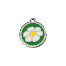 Red Dingo Rozsdamentes százszorszép mintás acél biléta zöld nyakörv, póráz, hám kutyáknak