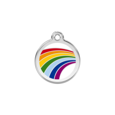 Red Dingo Rozsdamentes szivárvány mintás acél biléta nyakörv, póráz, hám kutyáknak