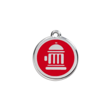 Red Dingo Rozsdamentes tűzcsap mintás acél biléta piros nyakörv, póráz, hám kutyáknak