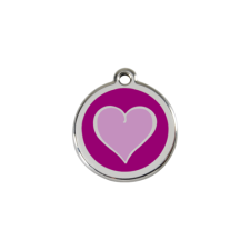 Red Dingo Rozsdamentes világos lila szív mintás acél biléta lila nyakörv, póráz, hám kutyáknak