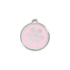 Red Dingo Rozsdamentes virág mintás acél biléta rózsaszín nyakörv, póráz, hám kutyáknak