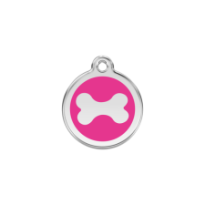 Red Dingo Rozsdamentes vízsz.csont mintás acél biléta hot pink nyakörv, póráz, hám kutyáknak