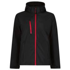 Regatta levehető kapucnis, 3 rétegű férfi softshell kabát, RETRA701, Black/Classic Red-L női dzseki, kabát