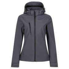Regatta levehető kapucnis, 3 rétegű Női softshell dzseki, RETRA702, Seal Grey/Black-14 női dzseki, kabát