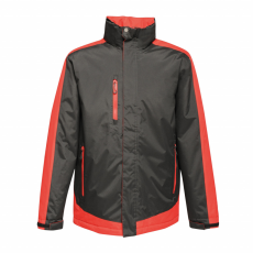 Regatta vízálló, szigetelt, rejtett kapucnis férfi kabát, RETRA312, Black/Classic Red-S