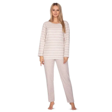 Regina Agata női frottírpizsama, bézs, csíkos L hálóing, pizsama