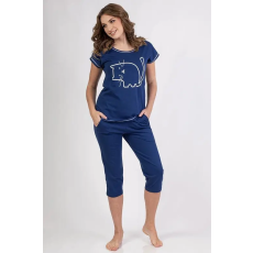 Regina Mici női pamutpizsama, kék, macskás M