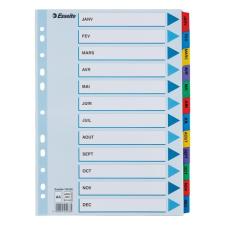 Regiszter ESSELTE Mylar A/4 karton Jan-Dec regiszter és tartozékai