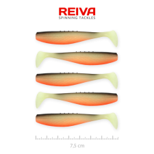 Reiva Flat Minnow shad 7,5cm 5db/cs (Fekete-Fehér-Narancs) horgászkiegészítő