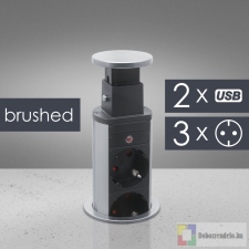  Rejtett elosztó 3-as + 2 USB szálcsiszolt hosszabbító, elosztó