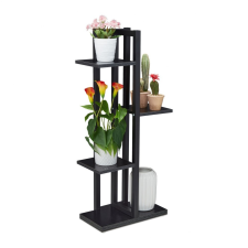 Relax Beltéri növénytartó állvány fekete virágállvány 4 polcos viráglépcső bútor