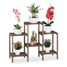 Relax Fa beltéri virágtartó állvány virágpolc barna 70x89x27 cm rusztikus szabadon álló polc bútor
