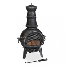 Relax Kerti tűzrakó 86x46x38 cm öntöttvas kandalló ezüst kültéri kályha tüzelő teraszra kerti sütés és főzés