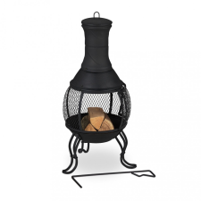 Relax Kerti tűzrakó 88x36 cm fekete öntöttvas kandalló kültéri kályha tüzelő teraszra verandára kerti sütés és főzés