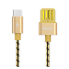 REMAX Serpent adatkábel és töltő (USB - Type-C, gyorstöltés támogatás, 100cm, fémhatás) ARANY (RC-080A_G) kábel és adapter