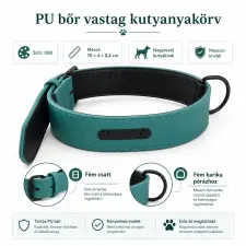 Rena Zöld PU bőr kutyanyakörv-70×4 cm masszív nyakörv, póráz, hám kutyáknak
