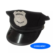  Rendőr sapka, fekete, gyerek jelmez