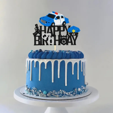  Rendőrautó Happy Birthday felíratú tortadísz sütés és főzés
