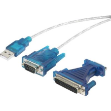 Renkforce USB soros átalakító kábel, USB-ről D-SUB 9 pólusú + D-SUB 25 pólusú csatlakozóra, aranyozott, renkforce (RF-4222053) kábel és adapter