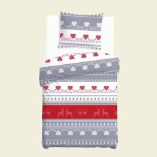  Rénszarvasos szivecskés karácsonyi flanel egyszemélyes ágyneműhuzat lakástextília