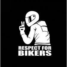  Respect For Bikers 3D matrica 15x11cm Fehér autó dekoráció