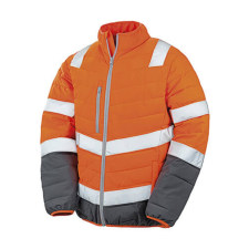 Result Férfi Kabát Hosszú ujjú Result Soft Padded Safety Jacket -4XL, Fluo Narancs/Szürke férfi kabát, dzseki