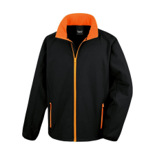Result Férfi Softshell Hosszú ujjú Result Printable Softshell Jacket - 3XL, Fekete/Narancssárga férfi kabát, dzseki