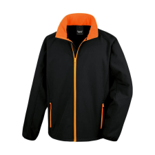Result Férfi Softshell Hosszú ujjú Result Printable Softshell Jacket - 4XL, Fekete/Narancssárga férfi kabát, dzseki