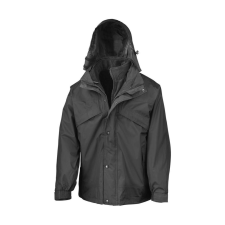 Result Uniszex Kabát Kapucnis Result 3-in-1 Jacket with Fleece -4XL, Fekete férfi kabát, dzseki