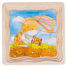  Réteges puzzle nyuszi és répák puzzle, kirakós