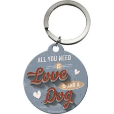  RETRO All you need Is Love And A Dog - Kulcstartó kulcstartó