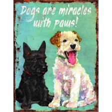 Retro-Gift kis táblakép Dogs are Miracles with Paws 17 cm x 12,5 cm grafika, keretezett kép
