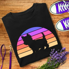  Retro naplemente - yorkie női póló