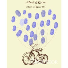  Retro triciklis esküvői vendégkönyv, ujjlenyomatfa dekorációs kellék