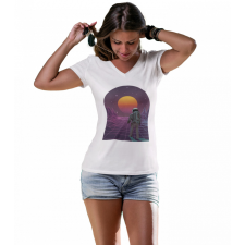  Retro Űrhajós - Női V-Nyakú Póló női póló