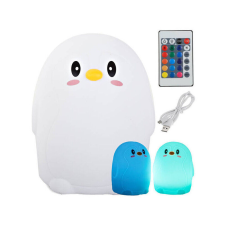 RGB távirányítós LED pingvin éjjeli lámpa gyerekeknek USB csatlakozással éjjeli fény