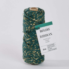 RIBBON ajándékcsomagoló spárga, zöld-arany 25 m szalag, masni