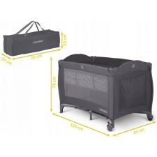 Ricokids RK-242 Összecsukható Kiságy - Antracit - 125x65x78cm kiságy, babaágy