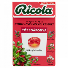  Ricola Tőzegáfonya cukormentes svájci gyógynövény cukorkák 40 g csokoládé és édesség