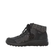 Rieker TEX L7110 01 női bőr bokacipő vízálló, fűzős, puha és meleg női csizma, bakancs