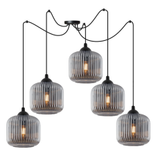  RIFFLE SPIDER FÜGGŐLÁMPA FEKETE 5 LAPOS GRAFIT LÁMPABÚRA HENGERES E27 világítás