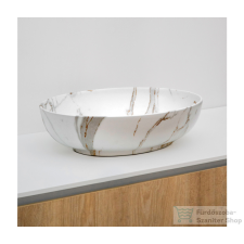 Riho LIVIT márványmintás 52x39,5x13 cm-es ovális mosdótál, matt fehér W031004M00 szaniter
