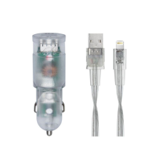 RivaCase Rivapower VA4225 TD2 (2 USB /3.4 A) autós töltő Lightning kábellel átlátszó  (4260403573457) (4260403573457) mobiltelefon kellék