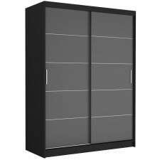  RIVANO IV. Tolóajtós gardróbszekrény 150x200x60 - fekete, antracit bútor