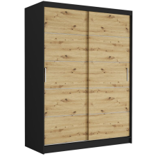  RIVANO IV. Tolóajtós gardróbszekrény 150x200x60 - fekete, artisan bútor